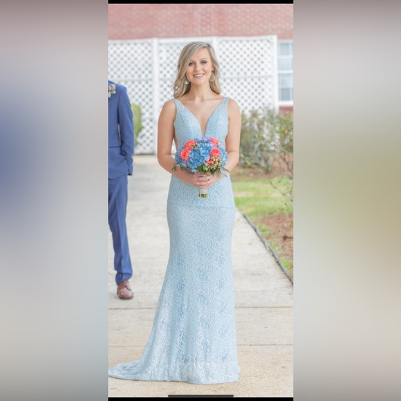Vienna Blue Swarovski Crystal Prom Dress - Picture 9 of 11